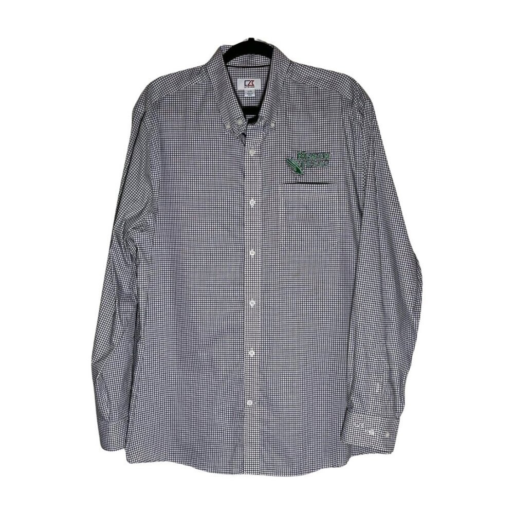 Cutter & Buck Men’s L Button Down Black White North Texas Embroidered Logo
